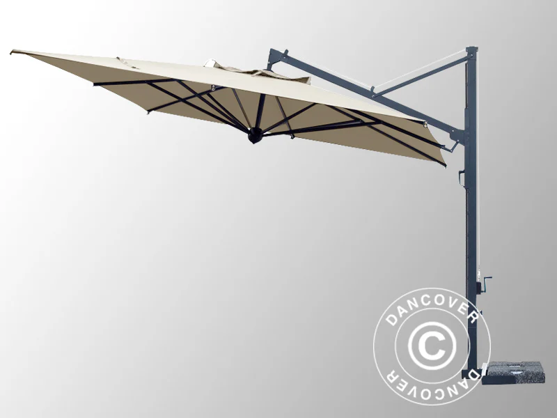 Frihängande parasoll Galileo Dark, 3,5x3,5m, Naturfärgat - Image 3