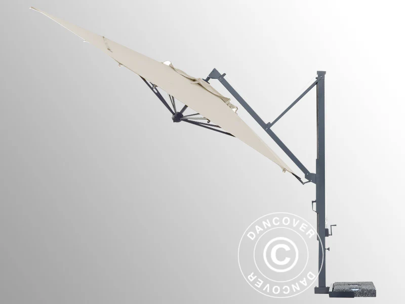 Frihängande parasoll Galileo Dark, 3,5x3,5m, Naturfärgat - Image 4