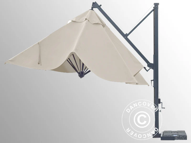 Frihängande parasoll Galileo Dark, 3,5x3,5m, Naturfärgat - Image 5