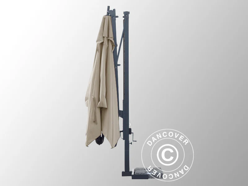 Frihängande parasoll Galileo Dark, 3,5x3,5m, Naturfärgat - Image 6