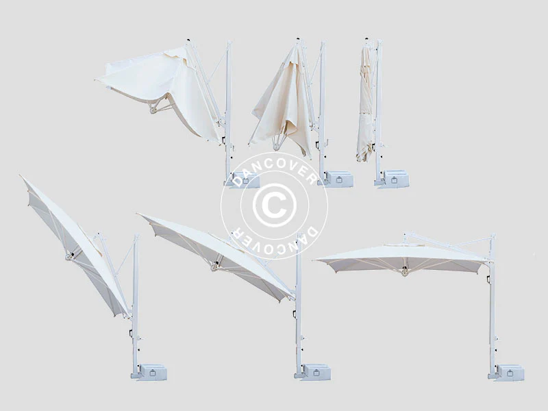 Frihängande parasoll Galileo White, 3,5x3,5m, Naturfärgat - Image 4