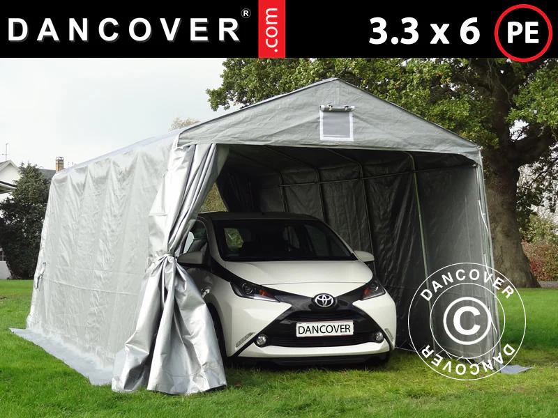 Garagetält PRO 3,3x6x2,4m PE, Grå