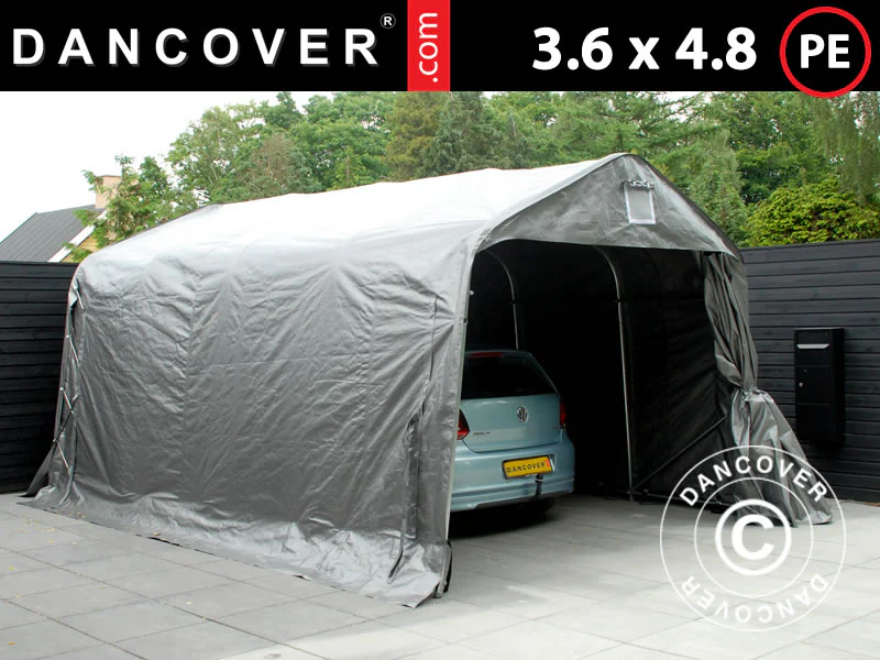 Garagetält PRO 3,6x4,8x2,68m, PE, Grå