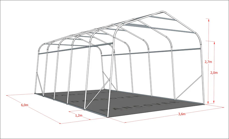 Garagetält PRO 3,6x6x2,68m PE, Grå - Image 11