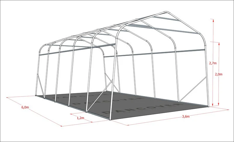 Garagetält PRO 3,6x6x2,68m PVC Grå - Image 11
