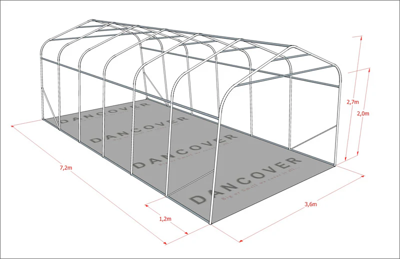Garagetält PRO 3,6x7,2x2,68m PE, Grå - Image 12