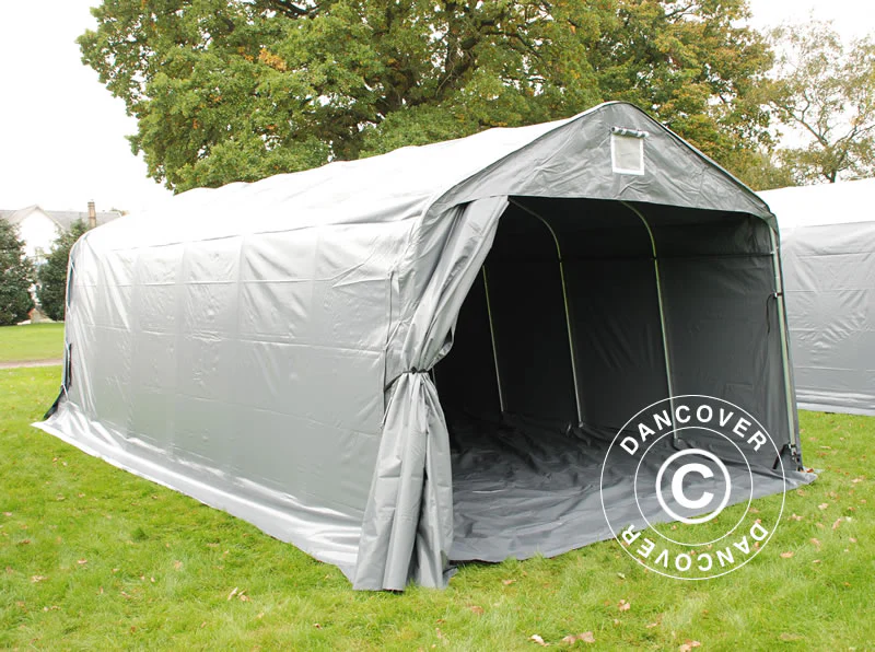 Garagetält PRO 3,6x7,2x2,68m PVC med golvtäck, Grå - Image 5