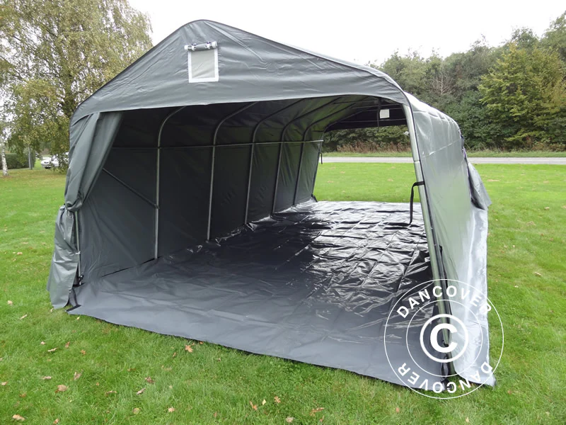 Garagetält PRO 3,6x7,2x2,68m PVC med golvtäck, Grå - Image 6