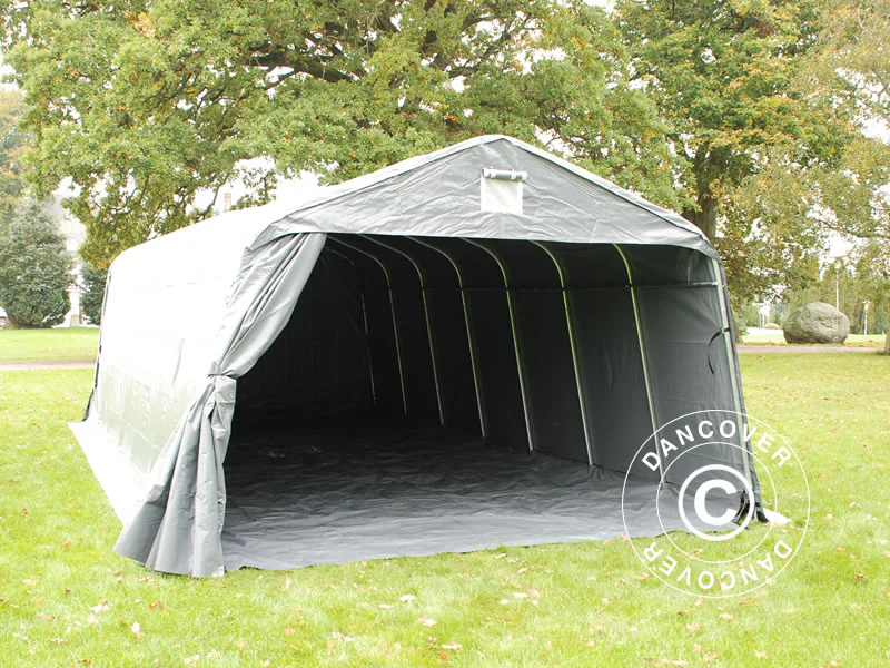 Garagetält PRO 3,6x8,4x2,7m PVC med golvtäck, Grå - Image 5