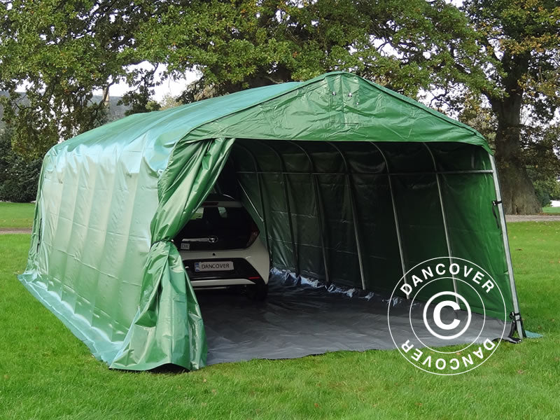 Garagetält PRO 3,6x8,4x2,7m PVC med golvtäck, Grön - Image 3