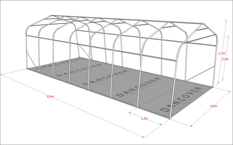 Garagetält PRO 3,6x8,4x2,7m PVC med golvtäck, Grön - Image 9