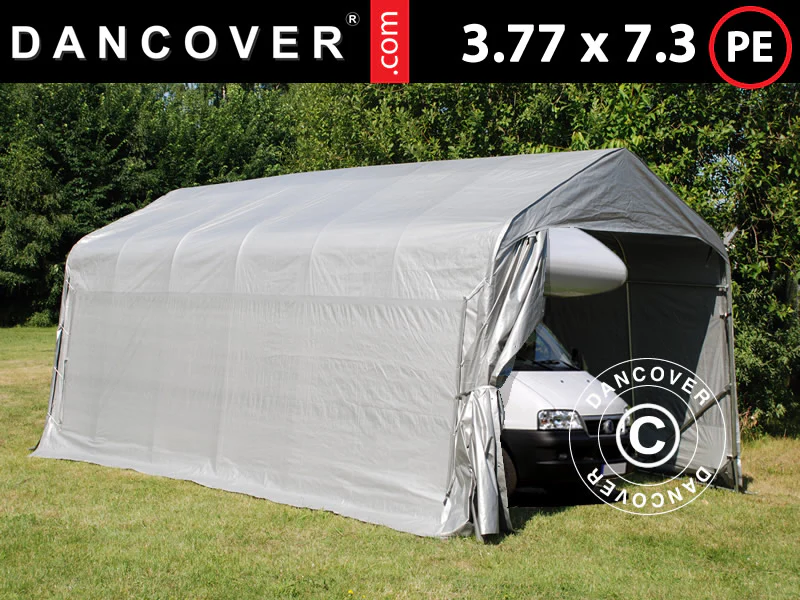 Garagetält PRO 3,77x7,3x3,18m PE, Grå