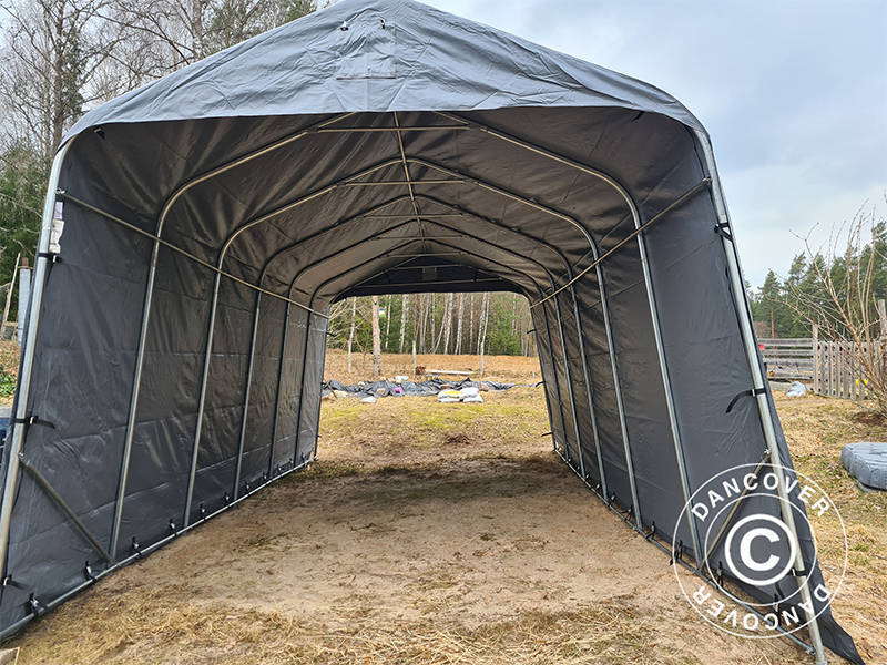 Garagetält PRO 3,77x7,3x3,18m PVC, Grå - Image 10