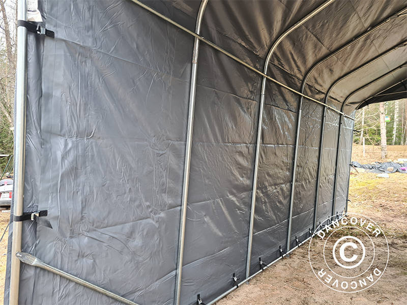 Garagetält PRO 3,77x7,3x3,18m PVC, Grå - Image 7