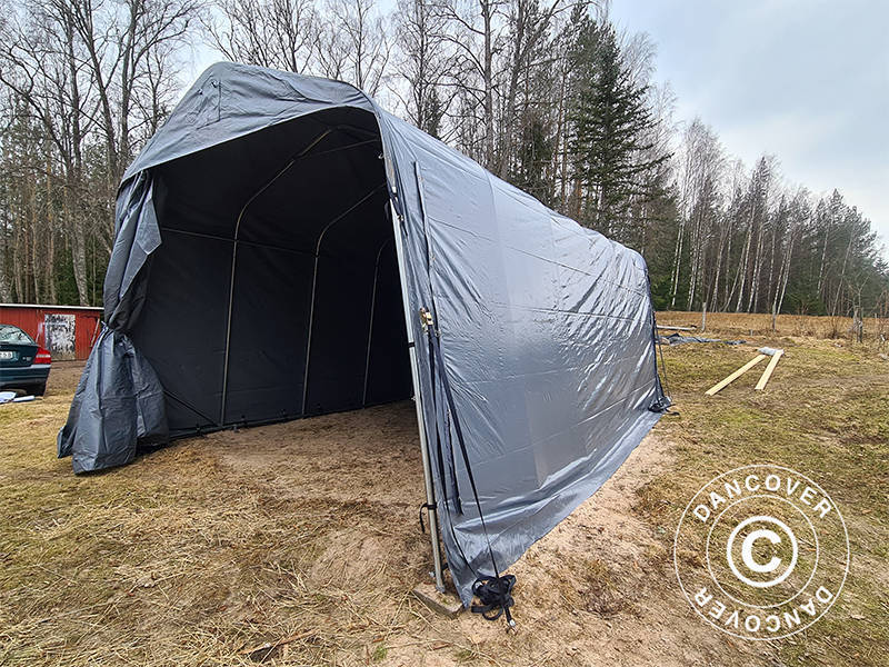 Garagetält PRO 3,77x7,3x3,18m PVC, Grå - Image 9