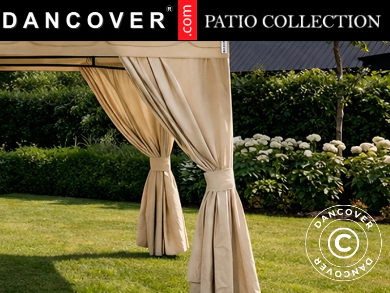 Gardinset till paviljong Horus, 3x3,7m, Beige