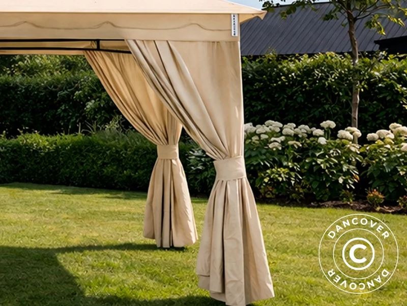 Gardinset till paviljong Horus, 3x3,7m, Beige - Image 2