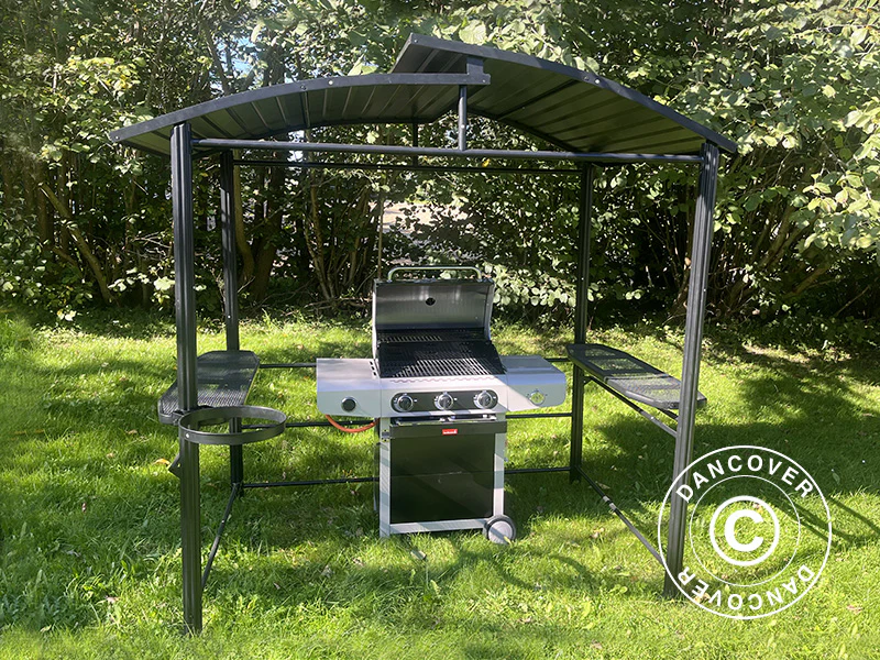 Grillpaviljong Luna, 2,4x1,5x2,3m, Svart - Image 5