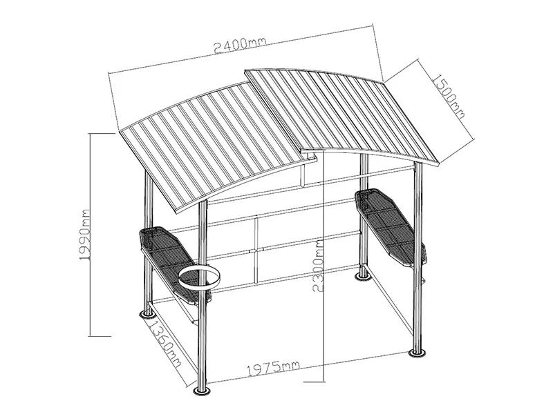 Grillpaviljong Luna, 2,4x1,5x2,3m, Svart - Image 7