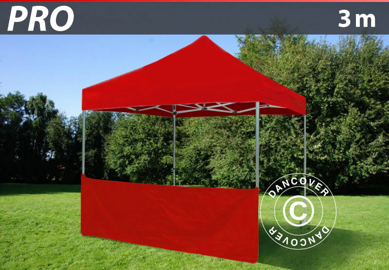 Halv sidovägg för FleXtents PRO, 3m, Röd - Image 2
