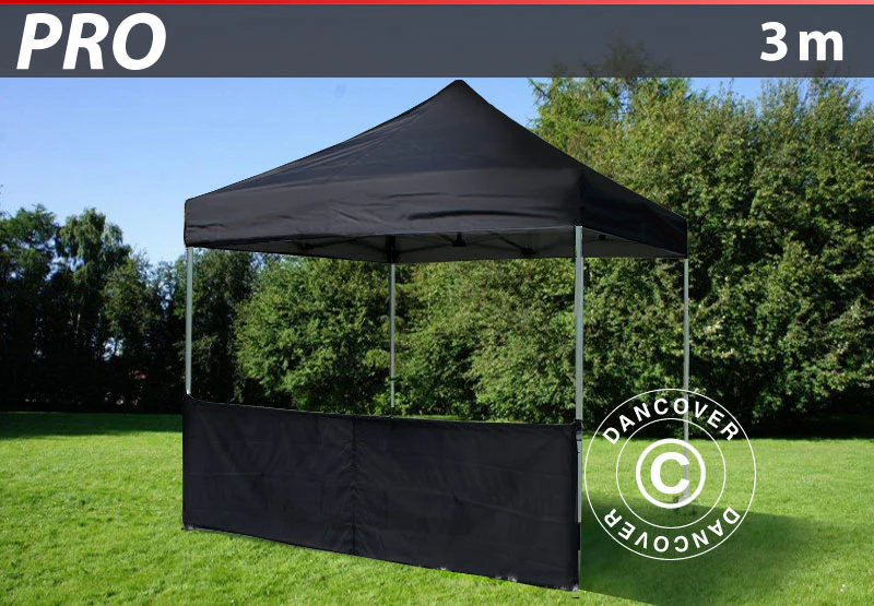 Halv sidovägg för FleXtents PRO, 3m, Svart - Image 2