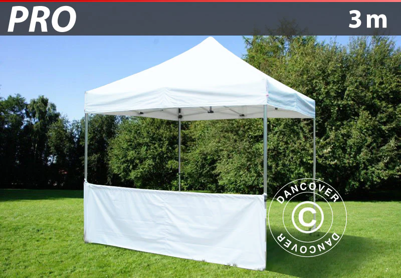 Halv sidovägg för FleXtents PRO, 3m, Vit - Image 2
