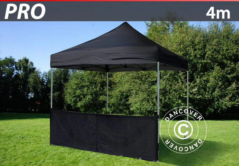 Halv sidovägg för FleXtents PRO, 4m, Svart - Image 2