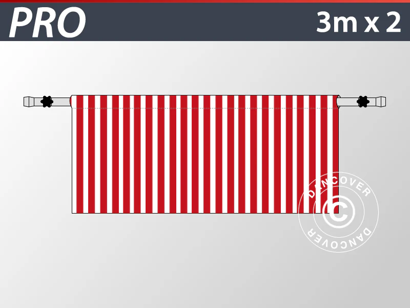 Halv sidovägg för FleXtents PRO, 6m, Randigt