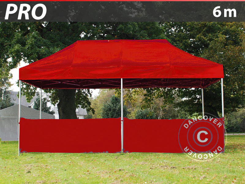 Halv sidovägg för FleXtents PRO, 6m, Röd - Image 2