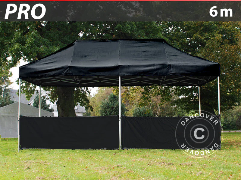 Halv sidovägg för FleXtents PRO, 6m, Svart - Image 2