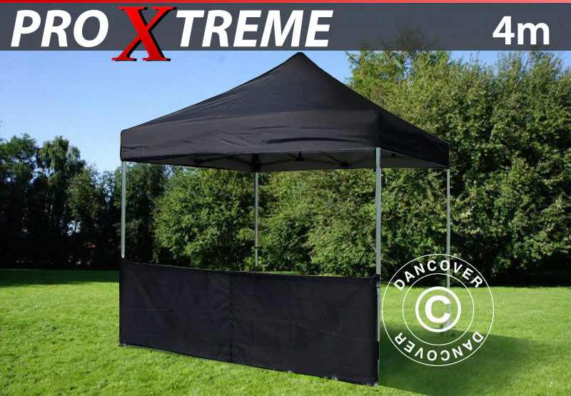 Halv sidovägg för FleXtents PRO Xtreme, 4m, Svart - Image 2