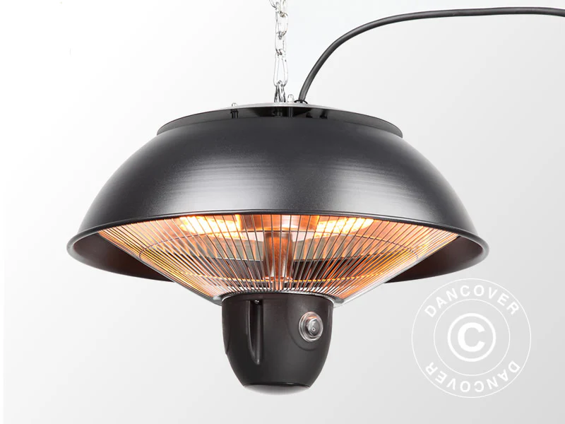 Hängande halogen terrassvärmare MINNA med fjärrkontroll, 1500W, Svart - Image 2