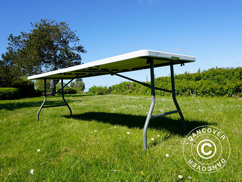Hopfällbart bord 240x76x74cm, Ljusgrå (1 st.) - Image 10