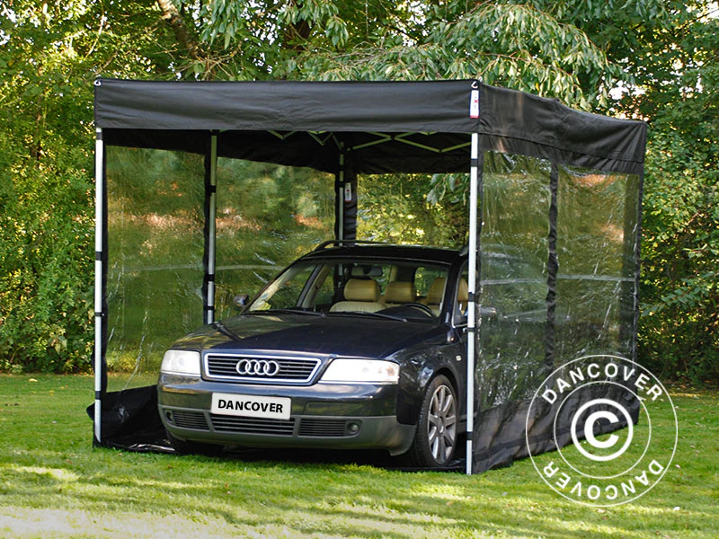 Hopfällbart garage, FleX Carcover, 2,5x5m, Svart - Image 7