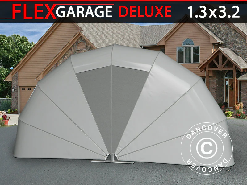 Hopfällbart garage (MC), 1,3x3,2x1,6m, Grå