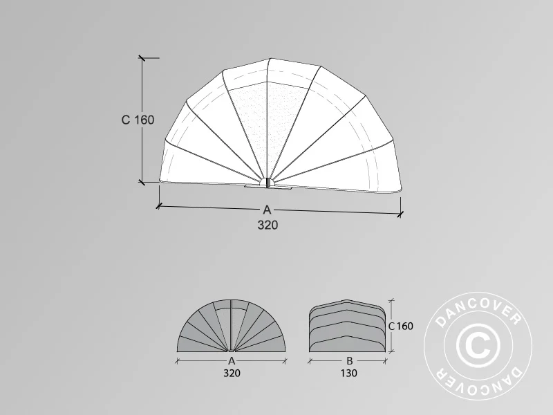 Hopfällbart garage (MC), 1,3x3,2x1,6m, Grå - Image 3