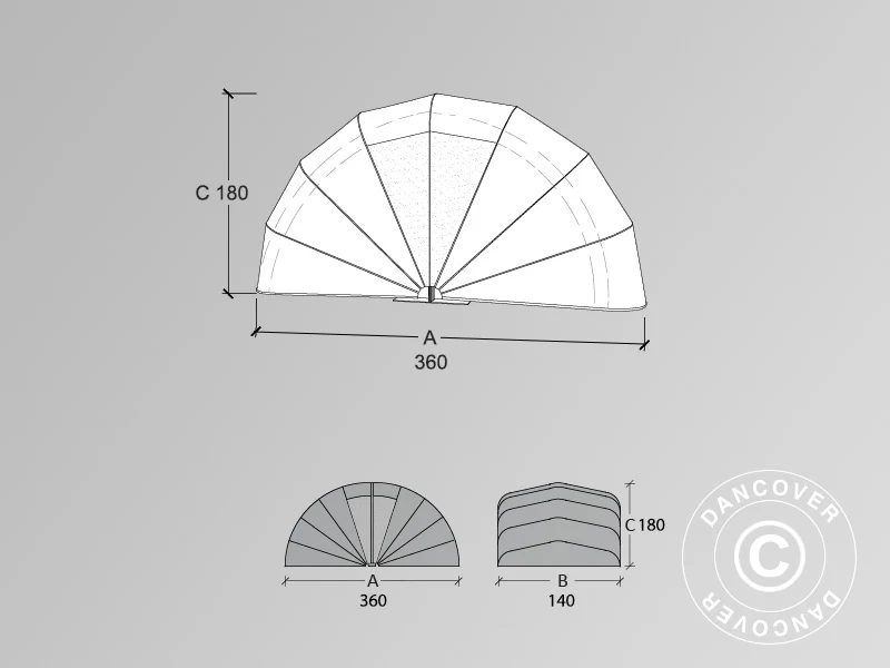 Hopfällbart garage (MC), 1,4x3,6x1,8m, grå - Image 3