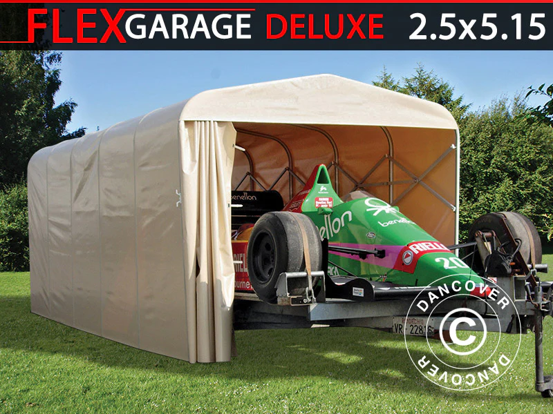 Hopfällbart tunnelgarage (Bil), ECO, 2,5x5,15x2,15m, beige