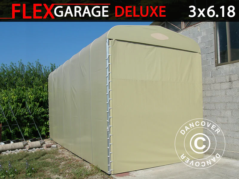 Hopfällbart tunnelgarage (Husbil), 3x6,18x3,6m, Beige