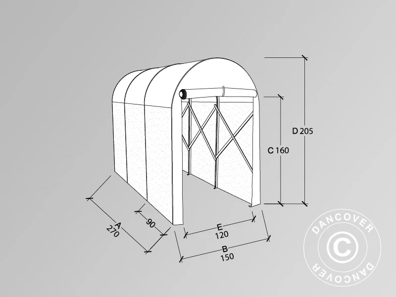 Hopfällbart tunnelgarage (MC), 1,5x2,7x2,05m, beige - Image 2