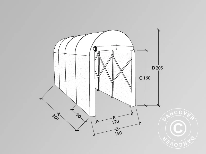 Hopfällbart tunnelgarage (MC), 1,5x3,6x2,05m, beige - Image 2