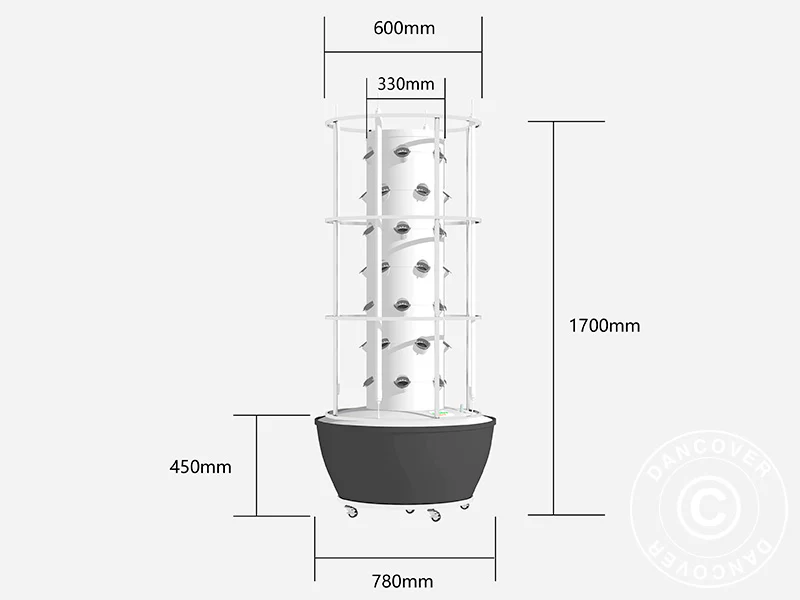 Hydroponiskt odlingstorn med LED, 0,80x0,80x1,7m, Vit - Image 7