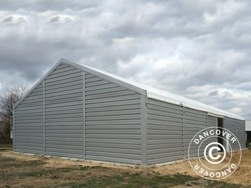 Industriell förvaringshall Alu 10x10x4,52m med skjutport, PVC/Metall, Vit - Image 3