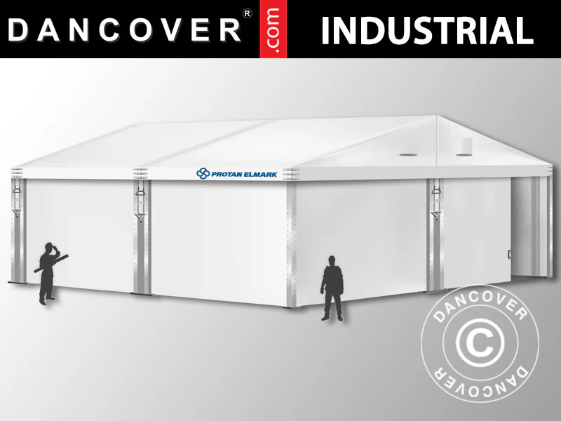 Industriell förvaringshall Alu 10x10x4,52m med skjutport, PVC, Vit
