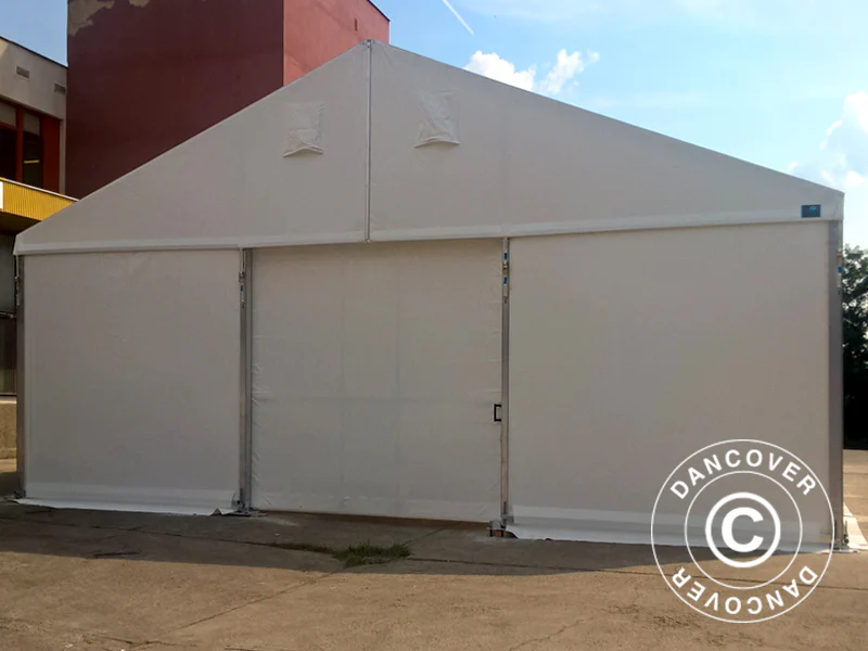 Industriell förvaringshall Alu 10x10x4,52m med skjutport, PVC, Vit - Image 6