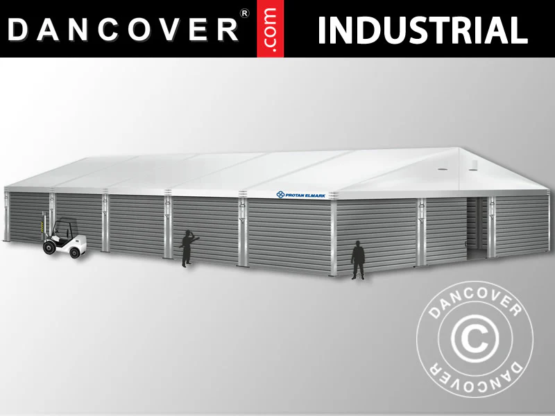 Industriell förvaringshall Alu 12x25x5,92m med skjutport, PVC/Metall, Vit