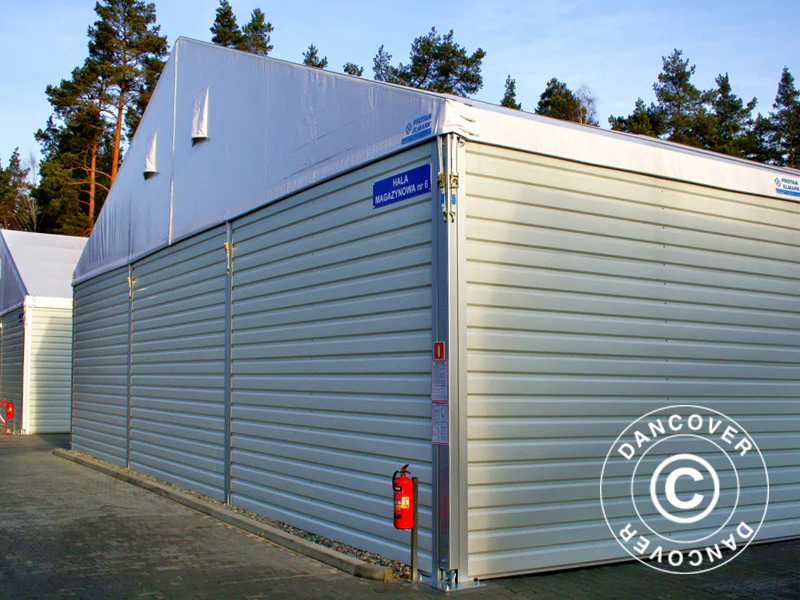 Industriell förvaringshall Alu 12x25x5,92m med skjutport, PVC/Metall, Vit - Image 5