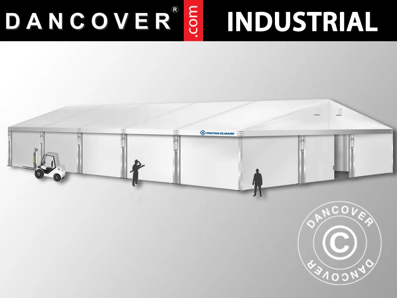 Industriell förvaringshall Alu 12x25x5,92m med skjutport, PVC, Vit