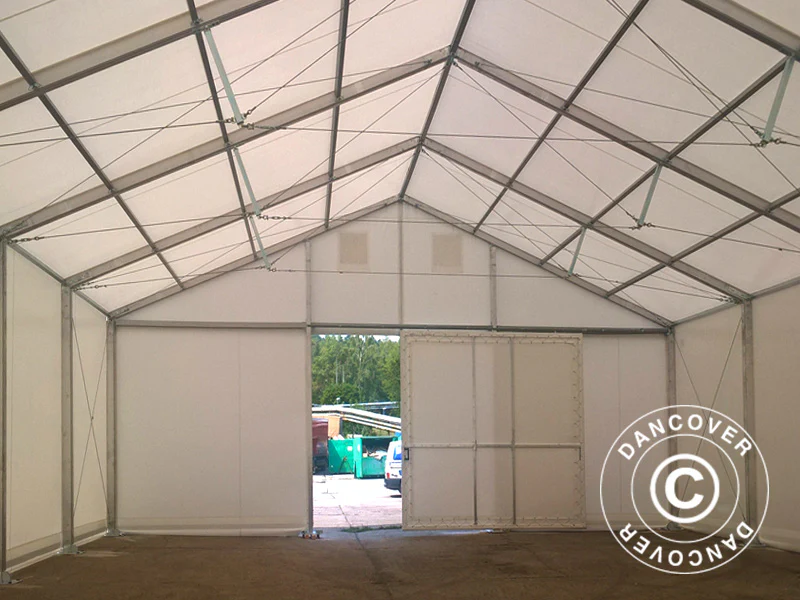 Industriell förvaringshall Alu 12x25x5,92m med skjutport, PVC, Vit - Image 10