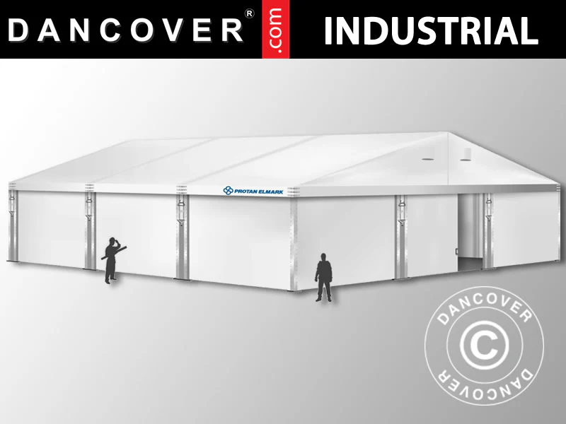 Industriell förvaringshall Alu 15x15x6,03m med skjutport, PVC, Vit
